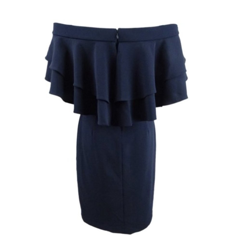 NWT Lauren Ralph Lauren Tiered Ruffle Overlay Sheath Dress - Picture 4 of 6